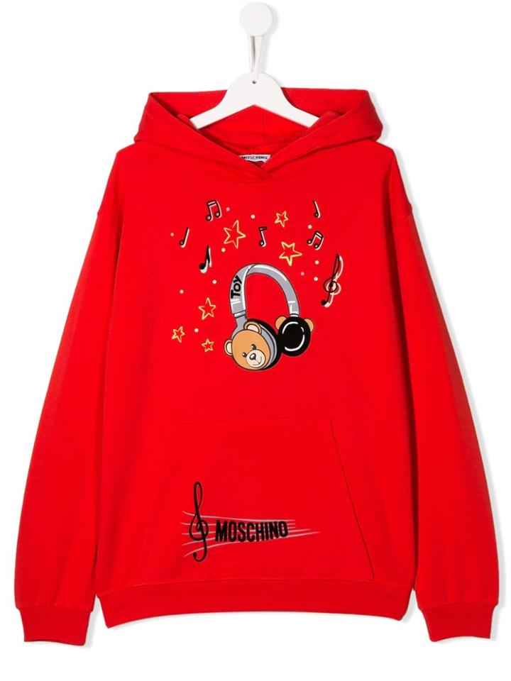 Moschino Kids Teddy Headphones Print Hoodiee - Red