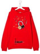 Moschino Kids Teddy Headphones Print Hoodiee - Red