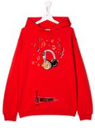 Moschino Kids Teddy Headphones Print Hoodiee - Red