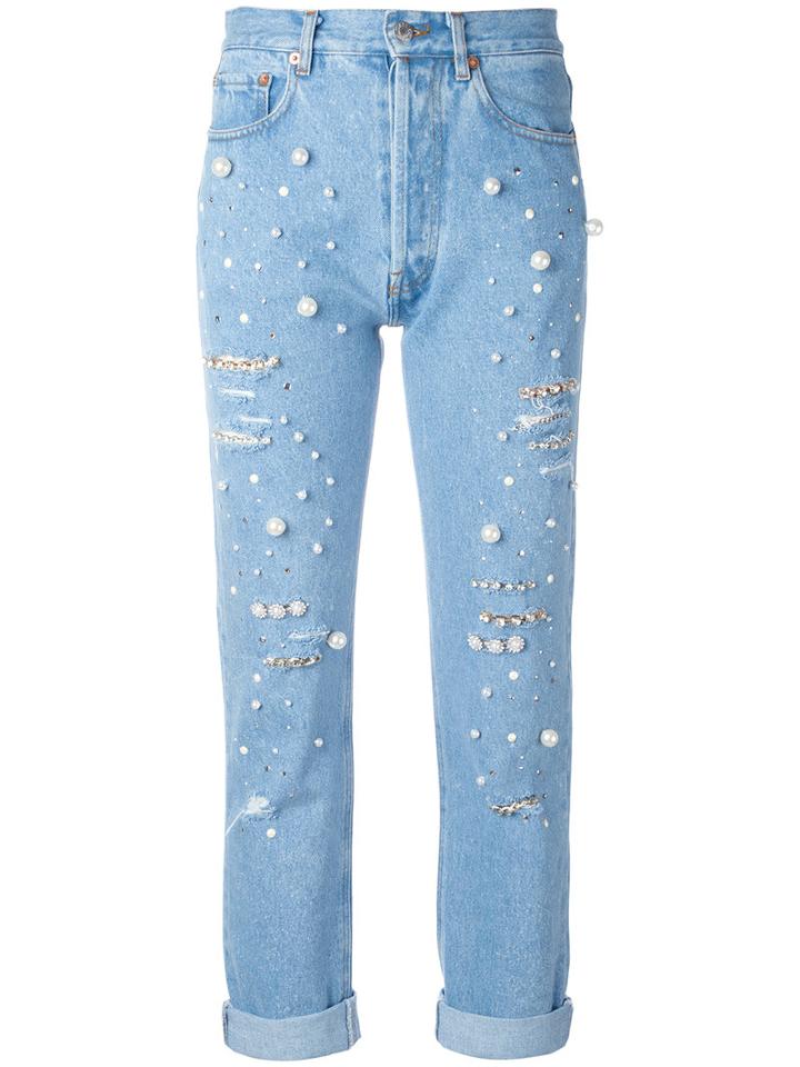 Forte Couture Vanessa Embellished Jeans, Women's, Size: 27, Blue, Cotton