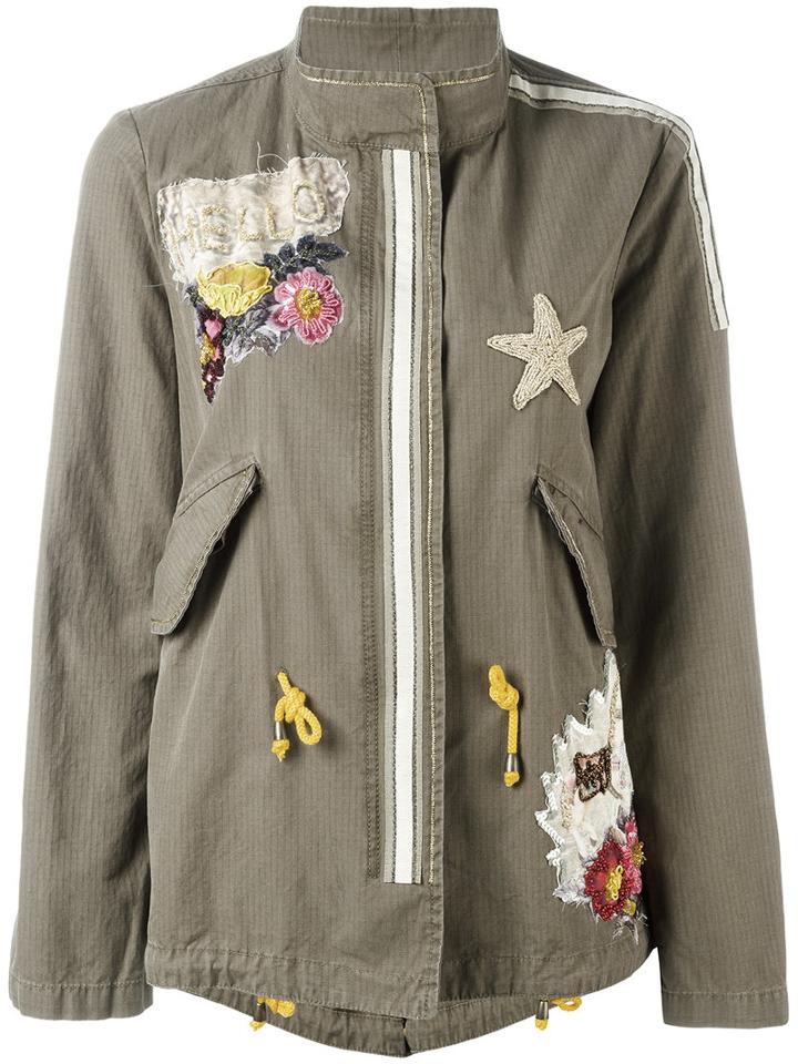 History Repeats - Appliqué Patch Parka - Women - Cotton - 42, Women's, Green, Cotton