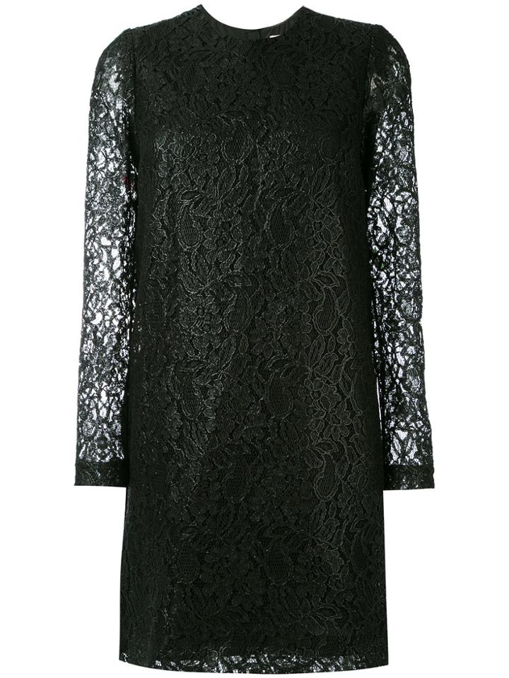 Msgm Lace Long Sleeve Mini Dress - Black