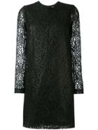 Msgm Lace Long Sleeve Mini Dress - Black