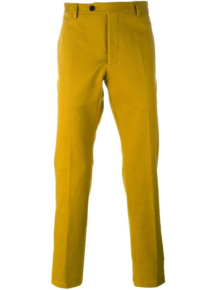 Al Duca D'aosta 1902 Classic Tailored Trousers, Men's, Size: 52, Yellow/orange, Cotton/polyurethane
