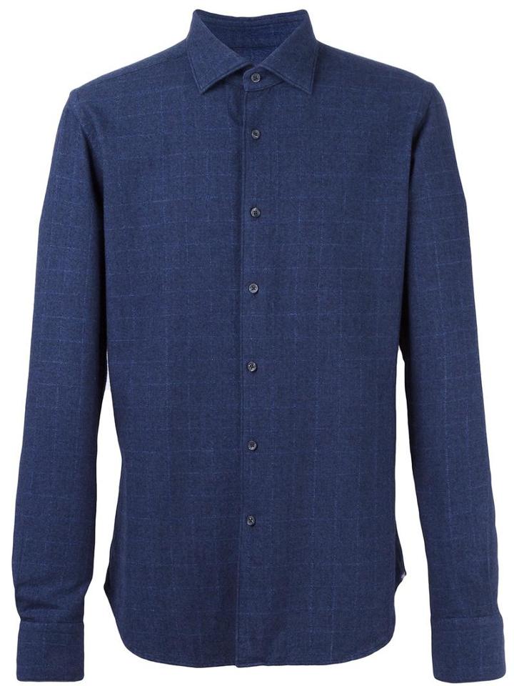 Xacus Checked Shirt, Men's, Size: 41, Blue, Cotton/polyamide/cashmere/wool