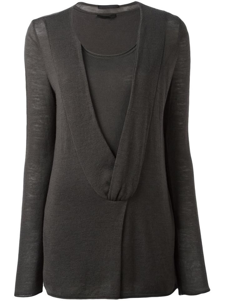 Les Copains Cardigan Tank Top Twin-set, Women's, Size: 44, Grey, Virgin Wool