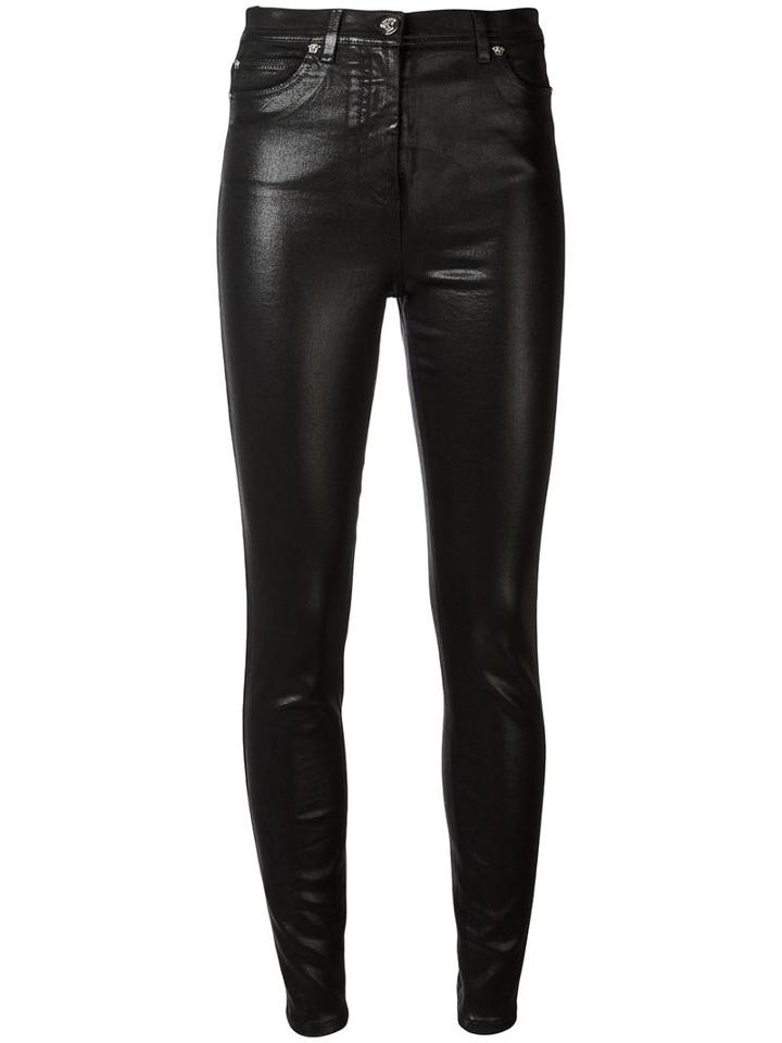 Versace Bimaterial Skinny Trousers, Women's, Size: 29, Black, Cotton/spandex/elastane