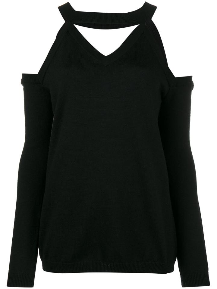 Osman Knitted Cold-shoulder Top - Black