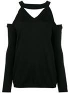 Osman Knitted Cold-shoulder Top - Black