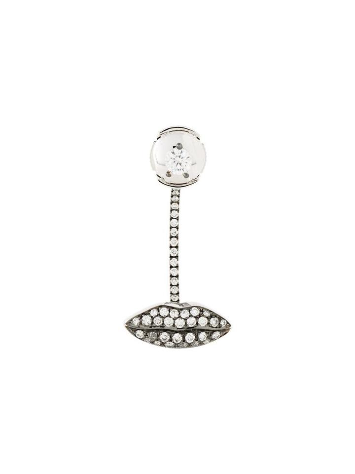 Delfina Delettrez Diamond Encrusted Lips Earring, Women's, Metallic