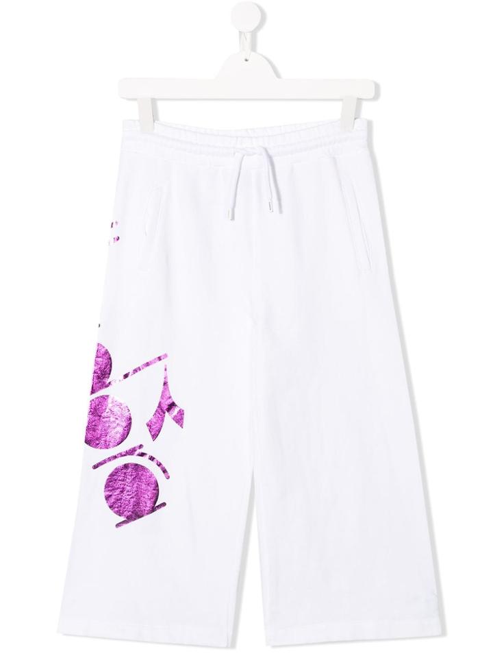 Diadora Junior Teen Logo Wide-leg Track Pants - White