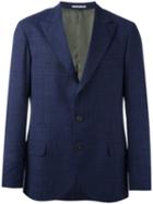 Brunello Cucinelli Checked Blazer, Men's, Size: 52, Blue, Cupro/virgin Wool/silk/linen/flax