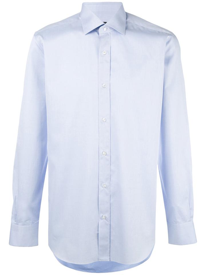 Barba - Plain Shirt - Men - Cotton - 45, Blue, Cotton