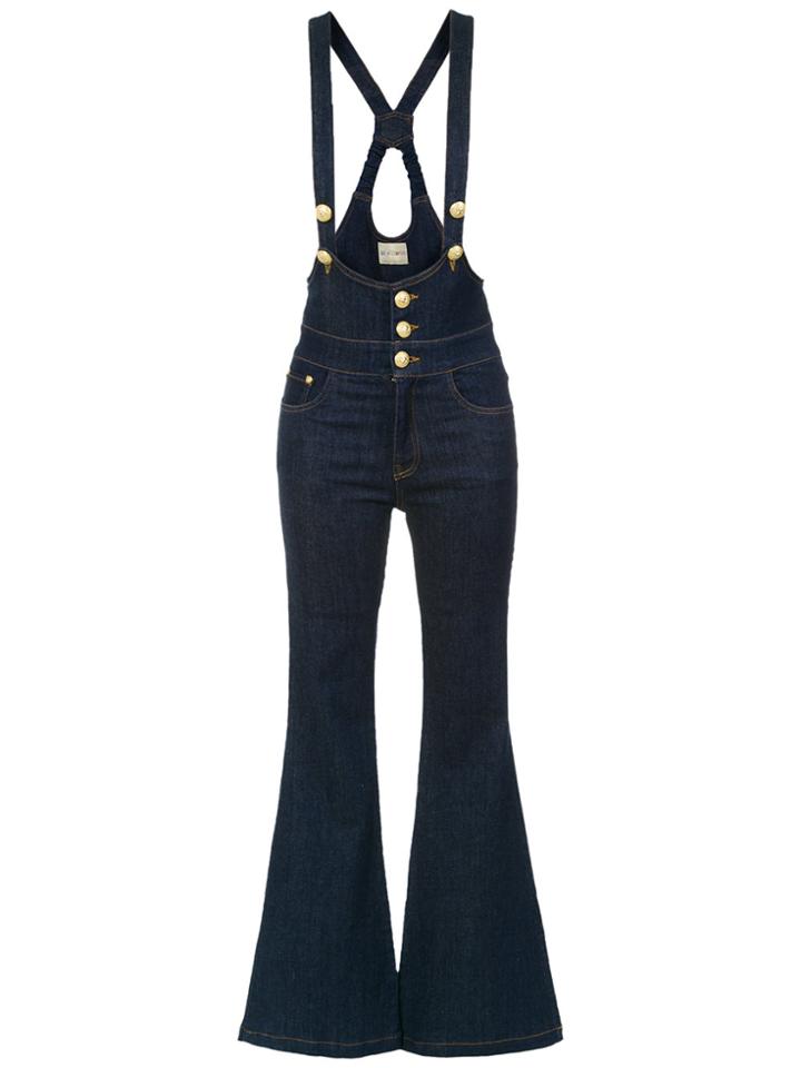 Andrea Bogosian Flared Denim Dungarees - Blue