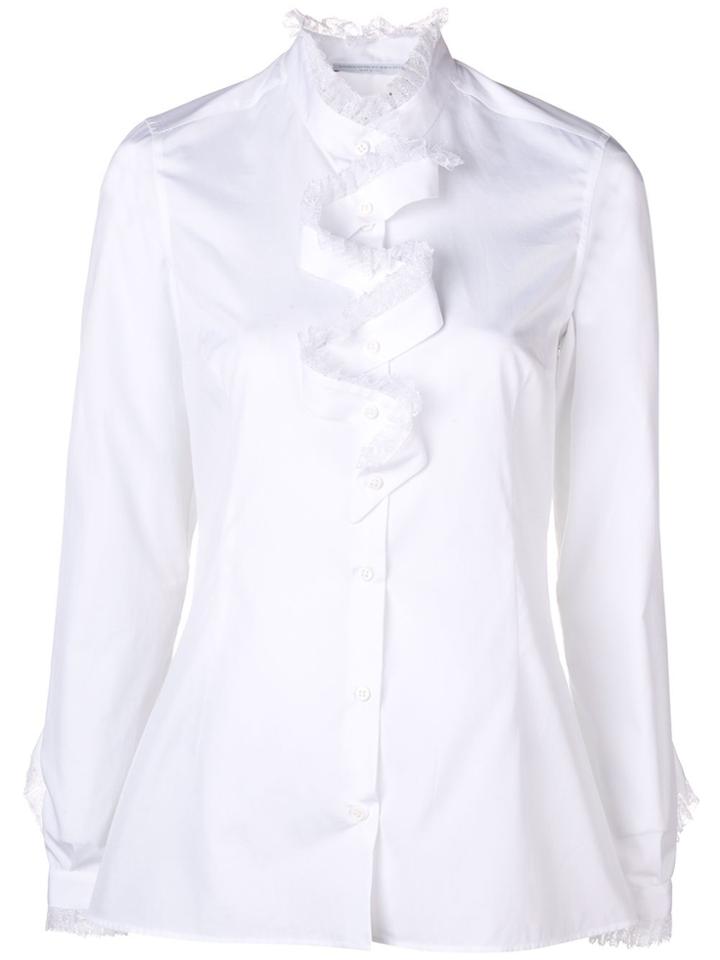 Ermanno Scervino Ruffle Front Mandarin Blouse - White