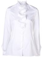 Ermanno Scervino Ruffle Front Mandarin Blouse - White