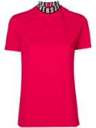 Versus - Branded Collar Top - Women - Cotton/spandex/elastane - M, Red, Cotton/spandex/elastane