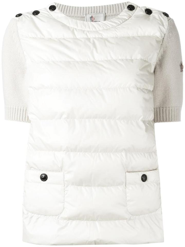 Moncler Grenoble Knit Shortsleeved Jacket, Women's, Size: Large, Nude/neutrals, Polyamide/polyester/goose Down