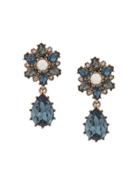 Marchesa Notte Embellished Flower Earrings - Blue