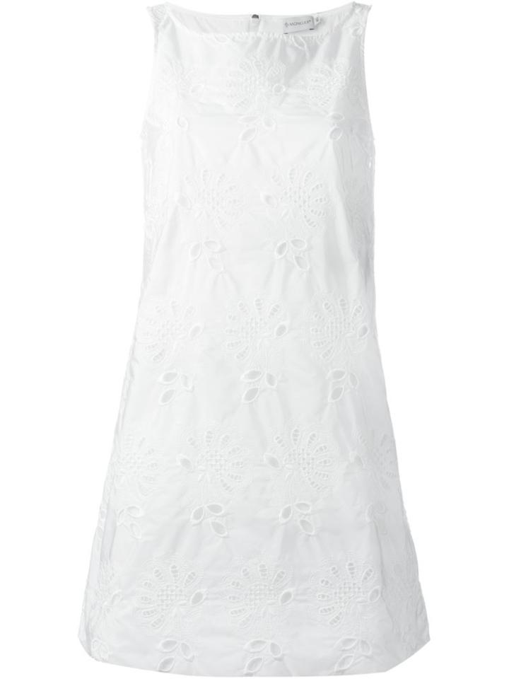 Moncler Broderie Anglaise Dress, Women's, Size: 40, White, Cotton/polyamide/polyamide
