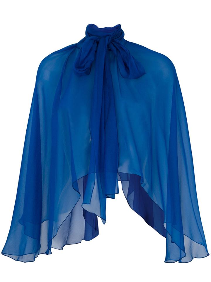 Alberta Ferretti Pussybow Cape - Blue