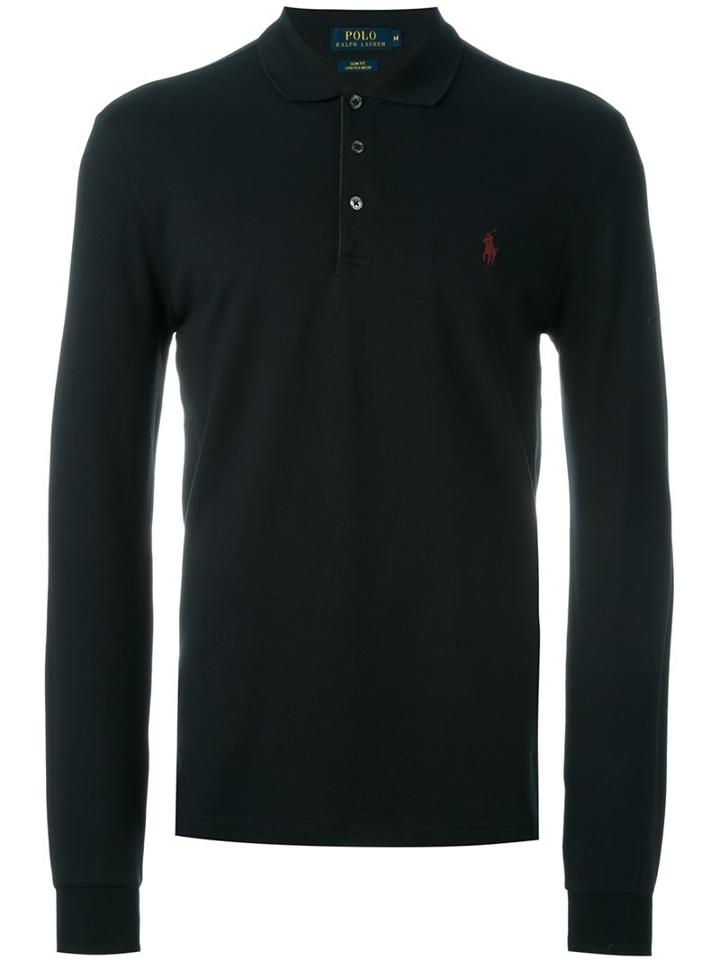 Polo Ralph Lauren Embroidered Logo Polo Shirt, Men's, Size: Medium, Black, Cotton/spandex/elastane