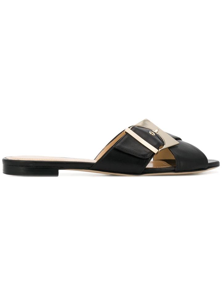 Chloe Gosselin Buckled Flat Mules - Black