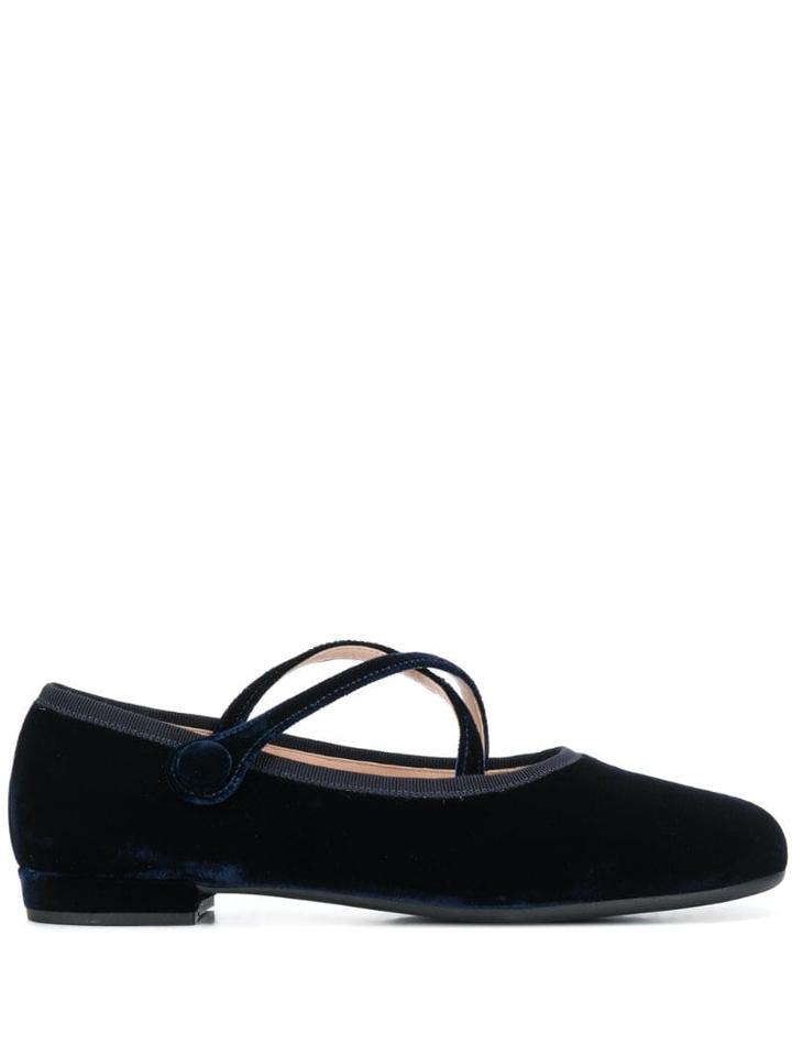 Miu Miu Crossover Strap Ballerinas - Blue