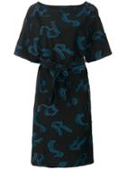 Sonia Rykiel Monogram Print Tie Waist Dress - Black