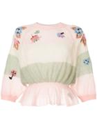 Red Valentino Floral Embroidery Jumper - Pink & Purple