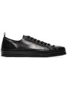 Ann Demeulemeester Leather Stitch Detail Sneakers - Black