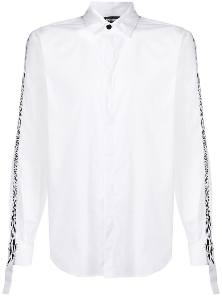 Just Cavalli Leopard Print Contrast Fitted Shirt - White