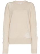 Helmut Lang Distressed Wool Blend Sweater - Nude & Neutrals
