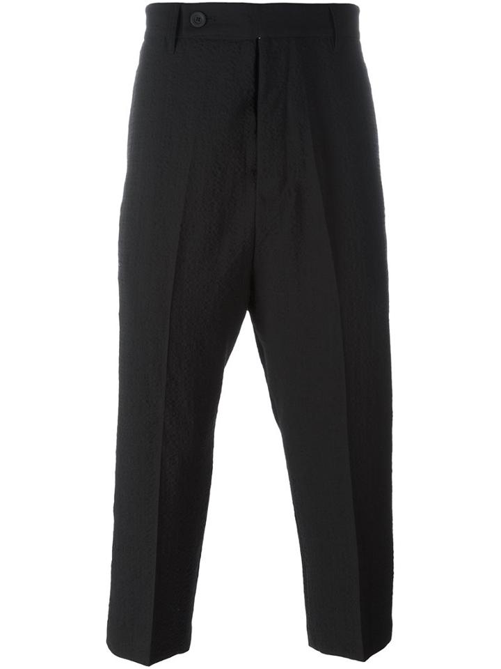 Rick Owens Drop-crotch Cropped Trousers, Men's, Size: 54, Black, Polyester/spandex/elastane/virgin Wool
