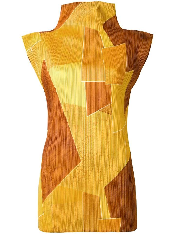 Issey Miyake Vintage Geometric Pleated Top - Yellow & Orange