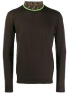 Fendi Ff Monogram Turtleneck Sweater - Brown