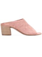 Del Carlo Block Heel Mule Sandals - Pink & Purple
