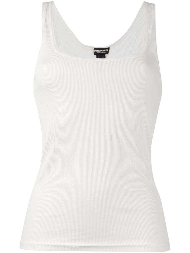 Dsquared2 Rib Design Tank Top, Women's, Size: Ii, White, Silk