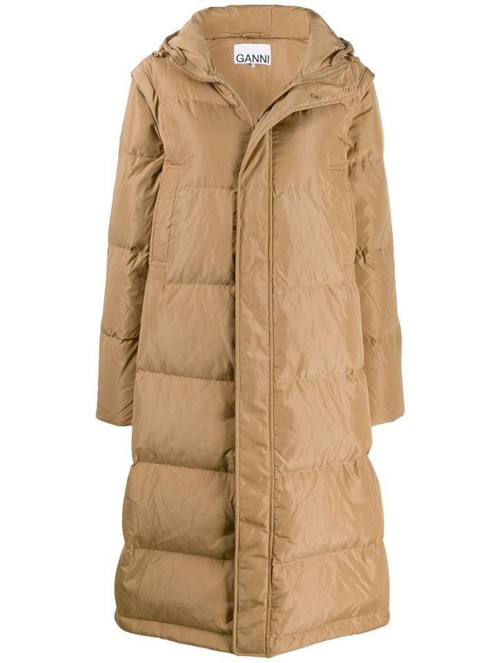 Ganni Long Line Puffer Jacket - Neutrals