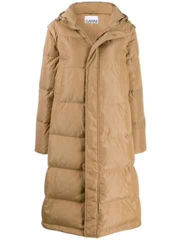 Ganni Long Line Puffer Jacket - Neutrals