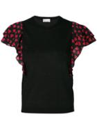 Red Valentino - Heart Sleeve Top - Women - Silk/virgin Wool - S, Black, Silk/virgin Wool