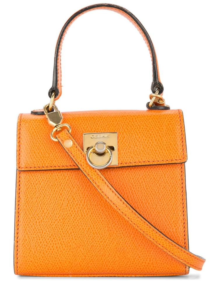 Céline Vintage Logo Plate 2way Bag - Yellow & Orange