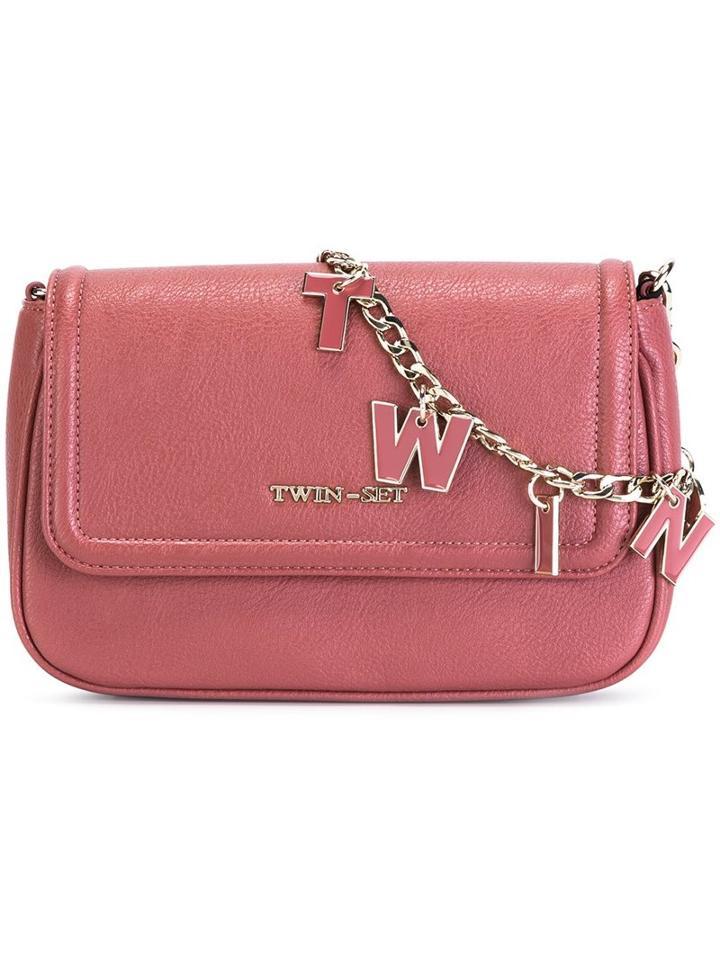 Twin-set Lettered Chain Shoulder Bag, Women's, Pink/purple