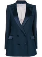 Hebe Studio Double-breasted Fitted Blazer - Blue