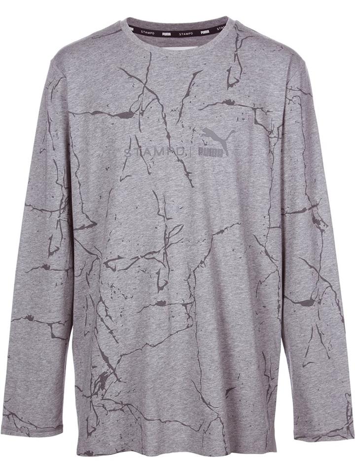 Stampd 'puma X Stampd' Cracked Mud Print Sweatshirt, Men's, Size: Medium, Grey, Cotton/polyester/polyurethane