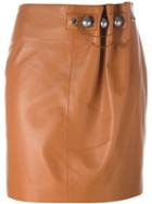 Loewe - Embellished Pleat Skirt - Women - Polyester/lamb Fur - 36, Brown, Polyester/lamb Fur