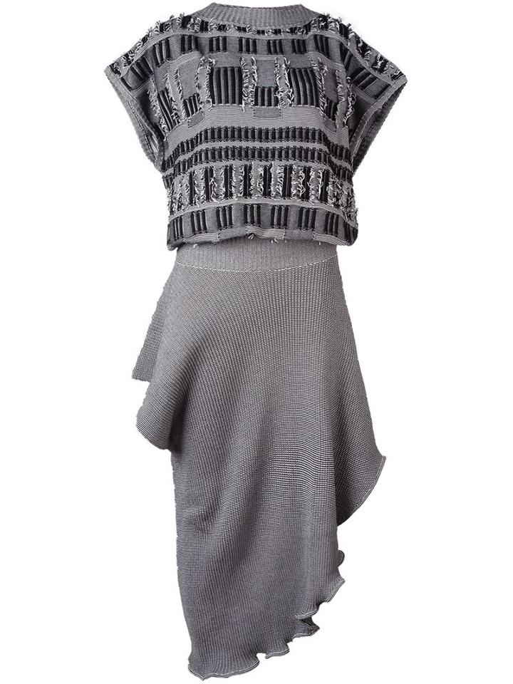 Loewe Frayed Knit Asymmetric Dress, Women's, Size: Xs, Black, Cotton