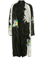 Y's Floral Print Kimono - Black