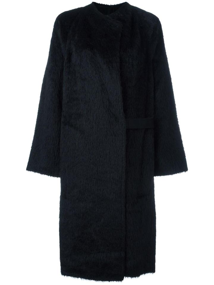 Helmut Lang 'shaggy' Long Coat - Black