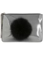 Les Petits Joueurs Bunny Pom Pom Shoulder Bag, Women's, Grey, Calf Leather/rabbit Fur